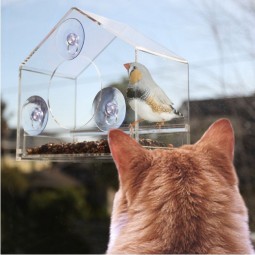 Wholesale House Roof Shaped Clear Acrylic Bird Feeders