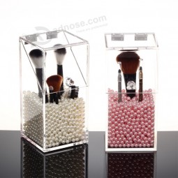 Clear Dustproof Plexiglass Cosmetic Storage Box/Acrylic Makeup Brush Holder Box