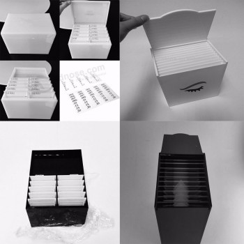 새로운 디자인 속눈썹 주최자 화이트 아크릴 속눈썹 상자 도매 