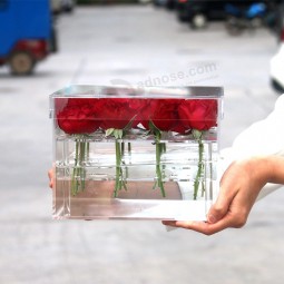 16 Caja de rosas caja de acríLico durabLe de aLta caLidad de La fLor aL por mayor 