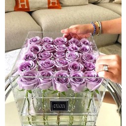 Wholesale Rose Clear Acrylic Rose Box/ Plastic Flower Box
