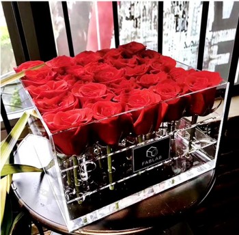Square Transparent Acrylic 25 PCS Rose Flower Box Wholesale