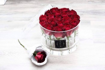 새로운 스타일 라운드 서클 아크릴 장미 꽃 상자 도매 