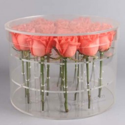 Wholesale Christmas Gift Box Round Flower Box Acrylic Clear
