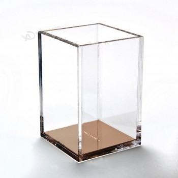Clear/Rose Gold Acrylic Square Pen Pencil Ruler Holder Wholesale 