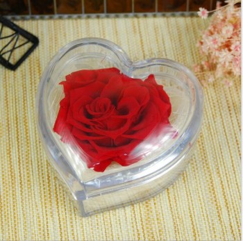 1 조각 장미 투명 아크릴 심장 모양의 꽃 포장 상자 도매 