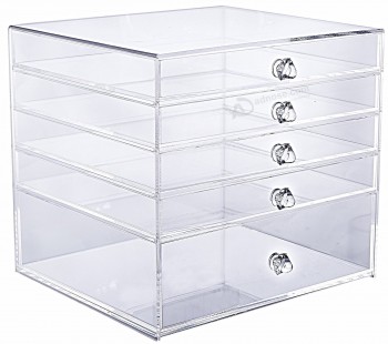 Wholesale Versatile Acrylic Cosmetic Display Box with 5 Drawers