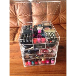 Wholesale Acrylic Large Beauty Cube 5 Tier Drawers Acrylic Cosmetic Organizer
