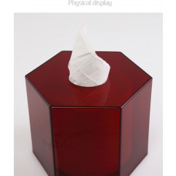 Unique Style Red Acrylic Hexagon Tissue Box Custom