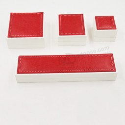 Customized high quality PU Leather Suede Leatherette Plastic Box for Jewellery with your logo