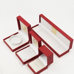 Customized high-end Eco-Friendly Plastic Velvet Jewellery Box with Golden Printing with your logo