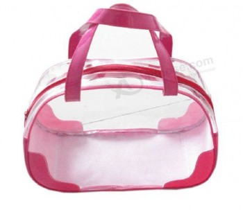 Venda quente personalizado Ficar de pé up sacos de plástico transparente pvc para cosméticos 
