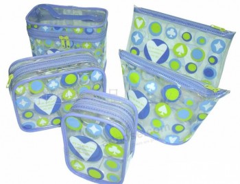 Bolsas de plástico claras impresas coloridas del pvc para los cosméticos (Flc-9107)