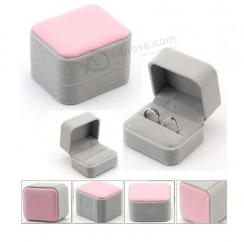 Wholesale customized Velvet Ring Packaging Box for Double Rings