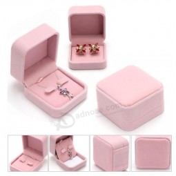 Whlesale customized high quality Velvet Coated Plastic Jewellery Earring Gift Box for Wedding