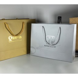 Whlesale customized high quality Silver Foil Logo Jewelry Gift Paper Packing Bag