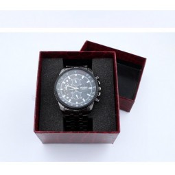 Whlesale customized high quality Rigid Cardboard Watch Packaging Box with Black Pillow