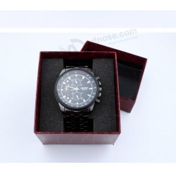 Customized high-end Rigid Cardboard Watch Packaging Box with Black Pillow with your logo