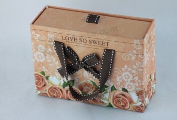 Wholesale Customized high-end Apparel Packing Box with Ribbon Handle