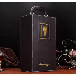Couro de pu personalizado duplo/Caixa de vinho único, caixa de presente de embalagem de vinho