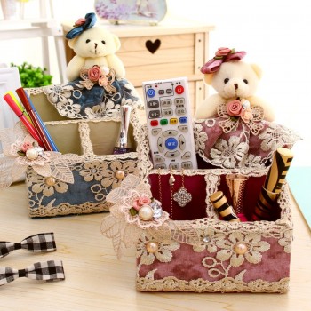 Rural Style Cloth Cosmetics/Stationery/Remote Controller Storage Box, Creative Lovely Storage Box