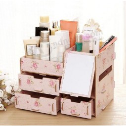 Creative DIY Multi-Functional Wooden Desktop Storage Box, Wooden Cosmetic Box