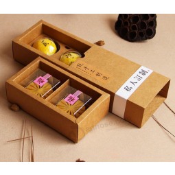 Customized and Wholesale Folded Mooncake Gift Box, 2 Pack of Mooncake Box, Red Kraft Paper Box