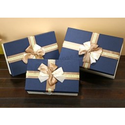 Caixa de presente de chocolate retangular de venda quente elegante com bom bowknot, caixa de embalagem de presente
