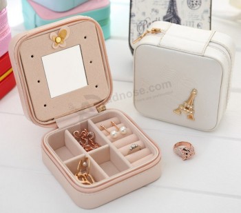 Customized Whosale High Grade Portable Travelling Jewelry Box for Earrings and Rings