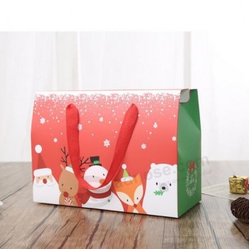 Fabriek directe verkoop prachtige papier kerstmis hand geschenkdoos, groothandel kerst geschenkdoos