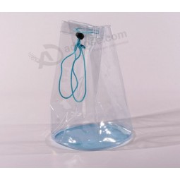 Venda por atacado personalizado de alta-Final PVC cilindro grosso saco de cordão saco transparente