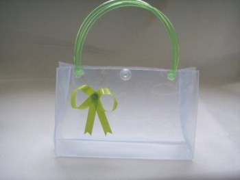 批发定制高-最终时尚透明防水PVC手柄购物袋