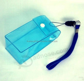 Venda por atacado personalizado de alta-Final azul saco de botão azul PVC com cordão