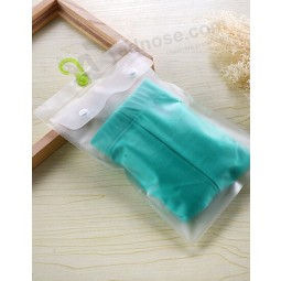 Wholesale customized high-end Green Transparent Underwear Plastic Clothing Hook Bag
