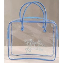 Wholesale customized high-end Blue Transparent Waterproof Large Capacity PVC Handbag