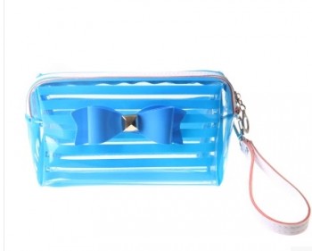 定制高品质彩色蝴蝶结防水PVC化妆包笔袋