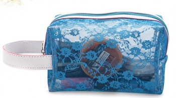 定制高品质蓝色印花防水PVC化妆包笔袋