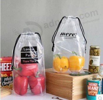 Aangepaste hoge kwaliteit grote capaciteit van groenten en fruit verpakkingstas Pvc touw tas