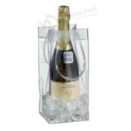 Customized high quality Transparent Wine Gift Bag PVC Leather Hand Bag