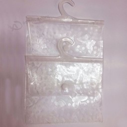 Customized high quality New Design Durable Clear PVC Plastic Hanger Bag with Button Closure