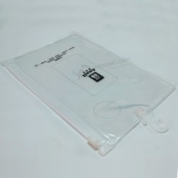 Customized high quality OEM Clear Plastic PVC Hook Bag with Ziplock