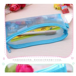 Customized high quality Cheap Candy Color Plastic Mesh Bag Pencil Case