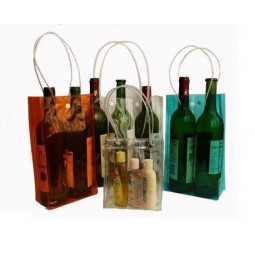 Customized high quality Eco-Friendly Transparent PVC Wine Bag with Button