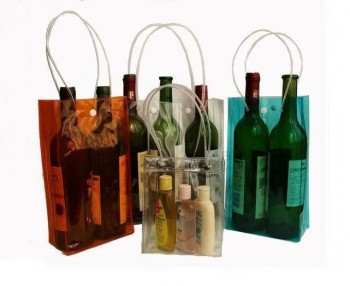 Maßgeschneiderte hochwertige Öko-Freundliche transparente PVC Weintasche mit Knopf