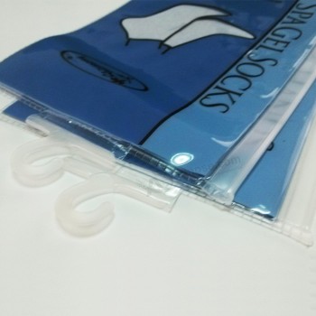 Personalizado de alta qualidade transparente PVC meia saco com gancho