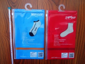 Bolsa de suspensión de Cloruro de polivinilo transparente personalizada de alta calidad para el embalaje de calcetines
