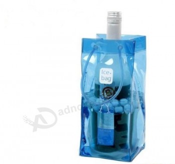 Customized high quality Eco-Friendly Clear PVC Wine Bag with Handles