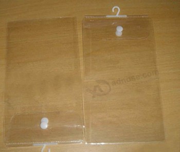 Kundengebundene hochwertige oem dauerhafte klare PVC-Aufhängertasche mit Knopfverschluss