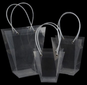 批发定制高-最终防水透明礼品袋植物袋PVC手袋