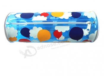 Customized high quality Print PVC Cylinder Shape Pencil Bag